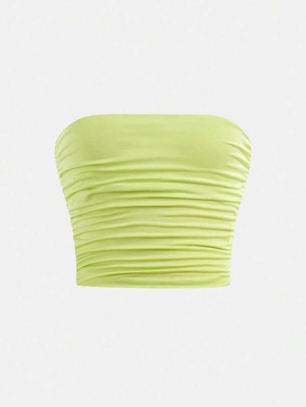 SHEIN Tween Girl Minimalist Ruched Elastic Fitted Camisole