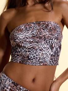 MUSERA Áo croptop ôm sát, in họa tiết, không dây, kiểu bandeau, thích hợp mặc đi nghỉ hè, lễ hội, gợi cảm, dự tiệc câu lạc bộ, rave, sau buổi diễn, dễ thương, phong cách Ibiza, boho, sau buổi diễn, mùa xuân. - Nhiều màu - Xem 6