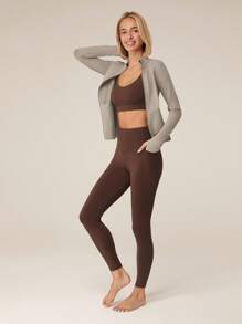GLOWMODE Chaqueta con forro polar FeatherFit™-Slim-It para mantener el calor, ajuste ceñido con ojales para los pulgares, para otoño, invierno, yoga y uso diario casual