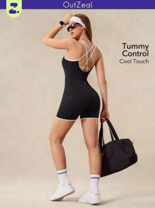 OutZeal Mono deportivo para mujer con control de abdomen, tela suave y fresca, con tirantes cruzados, para ciclismo, entrenamiento y gimnasio