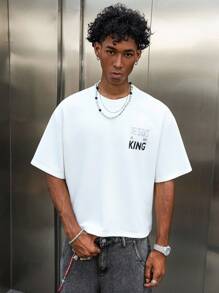 PAVTROS Herren Sommer Slogan Muster Rundhals Locker Lässig T-Shirt "Jesus ist König" Shirt, Jesus Grafik T-Shirt, Christliche Grafik T-Shirts für Herren, Jesus Shirt, Jesus König Shirt, Streetwear, Freundesgeschenke, Grafik T-Shirts