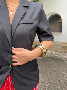 Jeta Ari Blazer casual da donna a maniche corte con colore unito