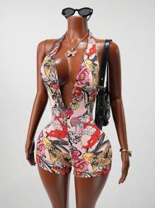 BamGleam 2025夏季新款休闲街头音乐节购物性感露背图案女弹力紧身裤-Z - 黑色 - 查看 6