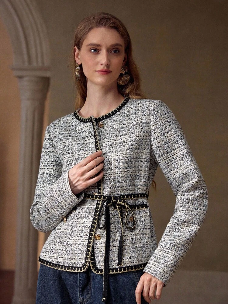 CHAQUETA LIGERA CON BOTONES DE TWEED