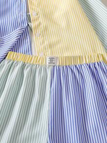 2 件套青少年女孩领撞色蝴蝶结衬衫和撞色短裤 - 彩色 - 查看 7