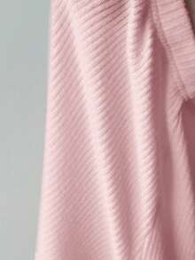 SHEIN EZwear Women's Casual Versatile Solid Color Ribbed Wide Leg Pants,Fall Comfy Pants Lounge Pants Pink Sweatpants