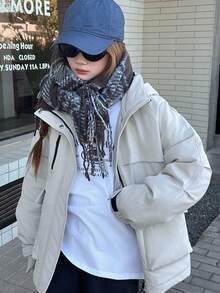 DAZY 少女冬季连帽棉服大衣 - 白色 - 查看 3