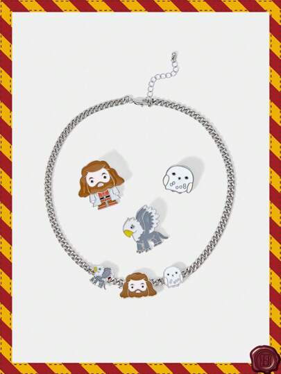 HARRY POTTER X SHEIN 卡通动物及人物图案项链套装