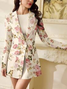 Vintamour Ensemble vintage élégant de 2 pièces pour femme, robe fourreau à imprimé floral sans manches, blazer à revers cranté à manches longues, tenue de bureau décontractée, tenue d'invitée de mariage, tenue d'enseignante, vêtements d'automne pour femme, tenue d'affaires décontractée, tenue de vacances pour femme, tenue d'anniversaire pour femme, vêtements d'automne, tenue de bureau élégante pour femme, vêtements d'hiver pour femme, tenue de travail pour femme, tenue de festival pour femme - Nude - Voir 7