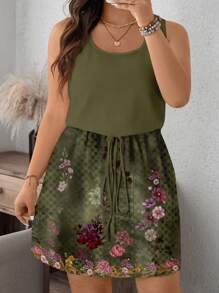 EMERY ROSE 大码休闲花卉印花连衣裙，复古风格 - 彩色 - 查看 1