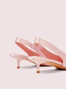 CUCCOO DOLLMOD 女士尖头低跟蝴蝶结设计优雅浪漫甜美豹纹高跟鞋，适合下午茶和约会 - 粉色 - 查看 8