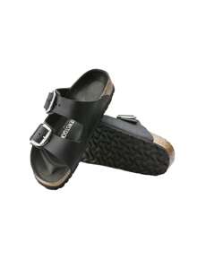 Birkenstock Arizona 女款大扣 LEOI 黑色 HEX 可调节扣休闲凉鞋 - 黑色 - 查看 3