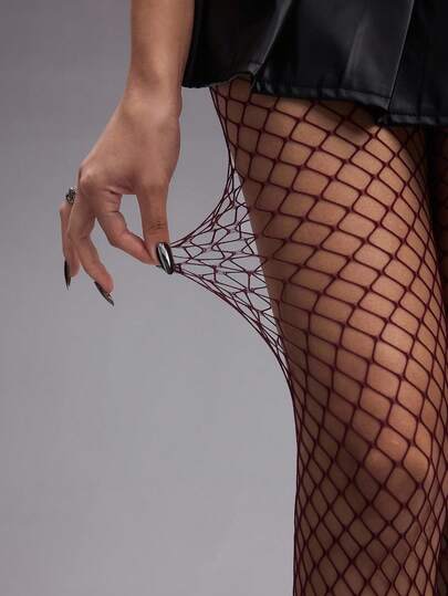 ROMWE Grunge Punk 1 Pair Women Gothic Multi-Color Mesh Stockings, Suitable For All Seasons