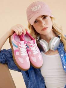 CUCCOO EASI 女士时尚百搭圆头平底休闲运动鞋 - 粉色 - 查看 6