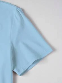 Claim Dot Men's Casual Cartoon Slogan Print T-Shirt, Summer Funny Cat Shirts - Blue - View 4