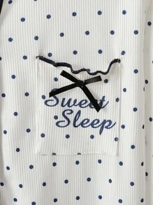 女式长袖短裤连体裤，波尔卡圆点元素，凸显俏皮简约，休闲百搭风格，采用高弹舒适柔软罗纹面料，穿着手感柔软，凸显休闲家居服 - 白色 - 查看 5