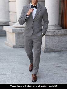 Manfinity Bizformal 男士商务通勤格子西装外套和裤子套装 - 黑色 - 查看 6