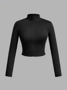 Slaydiva 3 件套女士简约休闲秋冬 V 领拉链紧身长袖 T 恤，白色+黑色+灰色 - 藏蓝色 - 查看 5