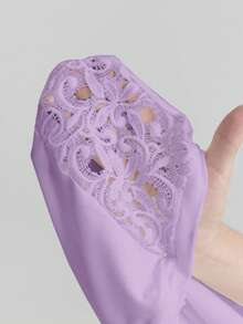 Ontre T-shirt à manches courtes avec col rond en patchwork de dentelle pour femmes, tenue de bureau décontractée urbaine, tenue de bureau formelle pour femmes, pour enseignante, robe d'invitée de mariage, Top de base élégant pour femmes, vêtement d'extérieur