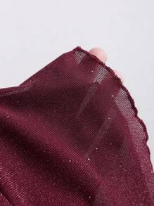 Sweetra 性感低胸褶饰腰部独特设计甜美辣味风格女式背心 - 酒紅色 - 查看 5