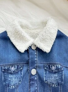 SHEIN Giacca casual con fodera termica per neonata, adatta per autunno/inverno