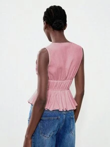Lumivelle Women's Elegant Bow Decor Camisole, Summer Clothes For University - Pink - View 2