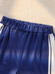Explorewe Set 2 buc. Pantaloni scurți casual la modă pentru adolescenți, cu dungi albe duble, design simplu cu numărul 7, talie elastică, croială lejeră, confortabili pentru toamnă, primăvară, vară, potriviți pentru purtare zilnică, naveta, activități în aer liber, baschet, fotbal, școală, streetwear, petreceri și ședințe foto