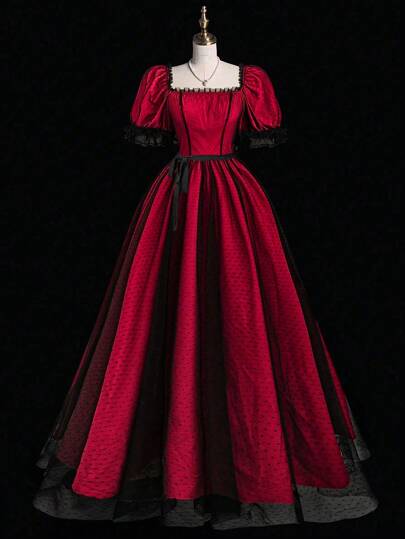 Sweetra Robe longue élégante, aristocratique et romantique de style français