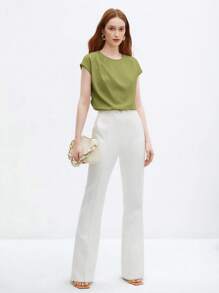 BizChic Áo sơ mi satin tay ngắn dáng rộng dành cho nữ, đa năng, thanh lịch, phù hợp cho công sở, đi làm hàng ngày, mang hơi hướng lãng mạn thập niên 90, thích hợp cho Giáng sinh, Năm mới, Ngày Valentine, Tiệc tùng, Đi biển, Lễ tốt nghiệp, Thời trang, Lễ hội, Kỳ nghỉ, Khách dự đám cưới, Bữa ăn trưa, Sân bay, Nhiều dịp khác nhau. - màu xanh lá - Xem 2