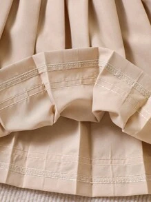 Elladie kids 少女丝带饰褶裙 - 卡其色 - 查看 6
