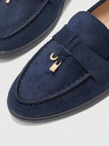 CUCCOO BIZCHIC Women's Fashion Blue Suede Comfortable Casual Loafers, Flat Slip-On Shoes Suitable For Outdoor, Commuting, Work And Daily Wear For Christmas - Blue - View 3