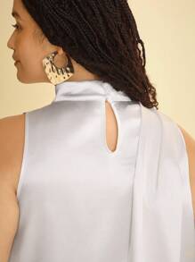 CAJUNI Damen Ärmellose Tanktop in Unifarbe mit Schleife - Boho Damenbekleidung/Westernmode für Damen/Lässig Damenshirts - Basics