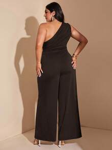SHEIN BAE Bộ đồ liền thân hở vai một bên vai, cổ lệch màu đen trơn thanh lịch dành cho kỳ nghỉ hè trên bãi biển dành cho nữ cỡ lớn, thích hợp cho hẹn hò hàng ngày, đi chơi đêm, hộp đêm, tiệc tùng, tụ tập, tiệc cocktail, tiệc hồ bơi, trang phục công sở, đồ liền thân đi làm, đồ liền thân ngày lễ - Cà phê nâu - Xem 5