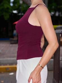 Andrea Bello New Summer 2025 Burgundy Off-Shoulder Cinched Waist Ladies' Tank Top, Elegant For Business, Casual, Daily Commute, Beach Vacation, Wedding Guest, Country Music Festival, Brunch, Airport Outfit, 217S Oslo Stockholm Style American Independence Day