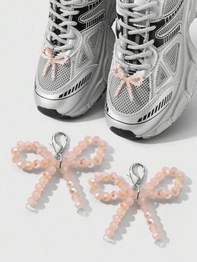 Kawaii 2 pièces Délicats et doux Polyvalents Minimalistes Mode Fait main Perles Rose Faux Cristal nœud Papillon Clips à homard DIY, Ensemble décoratif Convient pour les femmes, les filles, le port quotidien, cadeau de vacances