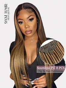 9AM Hair 经典无缝 PU 直发接发雷米真人发每套 8 件，含 18 个接发夹双纬接发 - SP4/27 - 查看 2