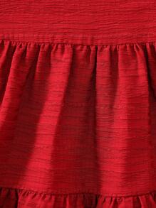 Travachic KIDS Babygirl Cute Summer Vacation Red Textured Loose Strap Dress Mommy And Me Dresses Mom And Daughter Matching Dresses Family Matching Outfits Red Summer Dresses Tie Back Dresses - Red - View 7