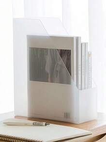 1PC Foldable Desktop File Organizer - Minimalist Document Holder For Office & Home, Space-Saving Letter Tray, Adjustable Bookend - transparent - View 3