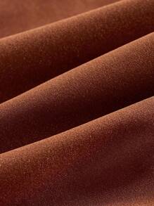 Swim Oasis Women's Solid Color Ruched Mesh Panel One-Piece Swimsuit With Sarong Skirt For Summer Beach Vacation - Brown - View 8