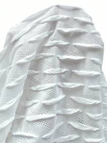 SHEIN LUNE 度假休闲百搭纯色纹理短袖T恤 - 白色 - 查看 7