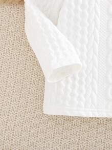 SHEIN 时尚幼儿男童春秋休闲学院风白色针织提花恐龙印花长袖 Polo 衫