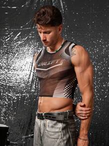 FeverCity Áo ba lỗ dáng ôm in chữ và sọc cho nam - Nhiều màu - Xem 2