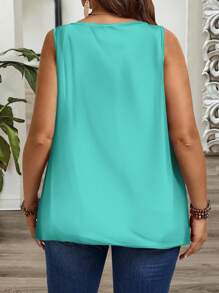 SHEIN CURVE+ Áo camisole không tay cỡ lớn, kiểu dáng tối giản, phù hợp cho kỳ nghỉ hoặc đi chơi. - Nhiều màu - Xem 2