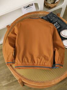 Tween Boy 摩卡棕色休闲运动梭织拉链夹克，兄弟姐妹套装，秋冬 - 摩卡棕 - 查看 2