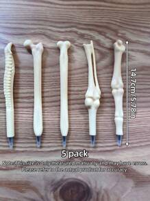 5 Mixed Creative Ballpoint Pen New Exotic Bone Stationery Prizes Realistic Bone Shape Ballpoint Pen Blue Core - Blue - View 5