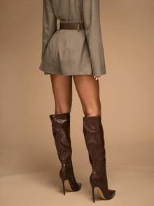 SHEIN BAE Shorts amples d'été femme de couleur unie - Taupe - Voir 7
