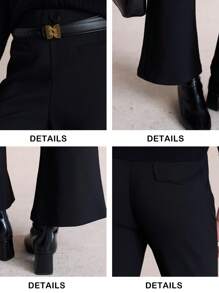 Briarwyn Women's Solid Color Bell Bottom Elegant Work Office Skinny Pants,Black Autumn Casual Smart Business Old Money Clothes,Y2k Streetwear Back To School - Black - View 9
