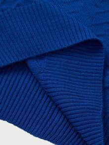 EURMUSE 男士罗纹针织几何图案圆领常规毛衣 - 寶藍色 - 查看 4