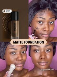 SHEGLAM Complexion Pro Long Lasting Breathable Matte Foundation-Deep Matte Sweat-Proof Foundation Oil Control Full Coverage Pore-Less Concealer Waterproof Flawless Non-Fading Weightless Liquid Foundation Brand Beauty Makeup Face Paint Cosmetic For Women Girls Perfect For Spring Summer Ideal For Y2K Fancy Fashion Suitable For Birthday Mother'S Day Gift Rave Party Ready Best Color - Deep - View 1