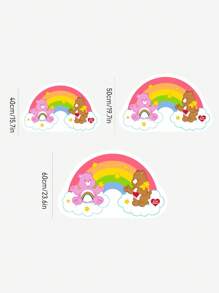 SHEIN X Care Bears 1pc Rainbow Heart Shaped Bear Rug, Multiple Sizes, Non-Slip Backing, Suitable For Home Decor - Multicolor - View 3